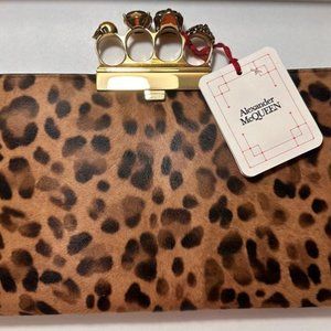 Alexander McQueen - Four-Ring Leopard Print Jeweled Clutch Bag